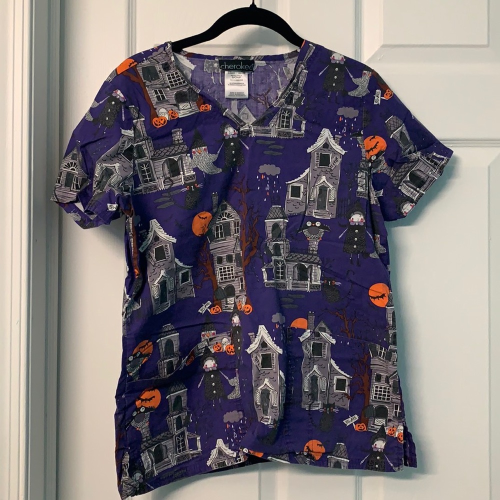 Halloween scrub top